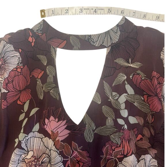 Charlotte Russe Sheer Floral Dress Ruffle Sleeve Fall Layering Purple S - Picture 8 of 13